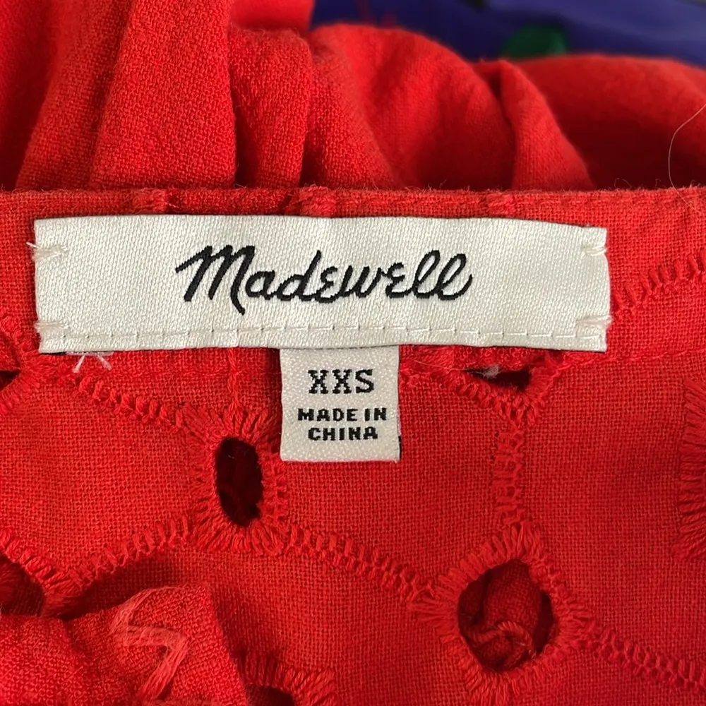 Madewell Daybreak Eyelet Linen
Orange Red Mini Long Sleeve Dress - Image 7