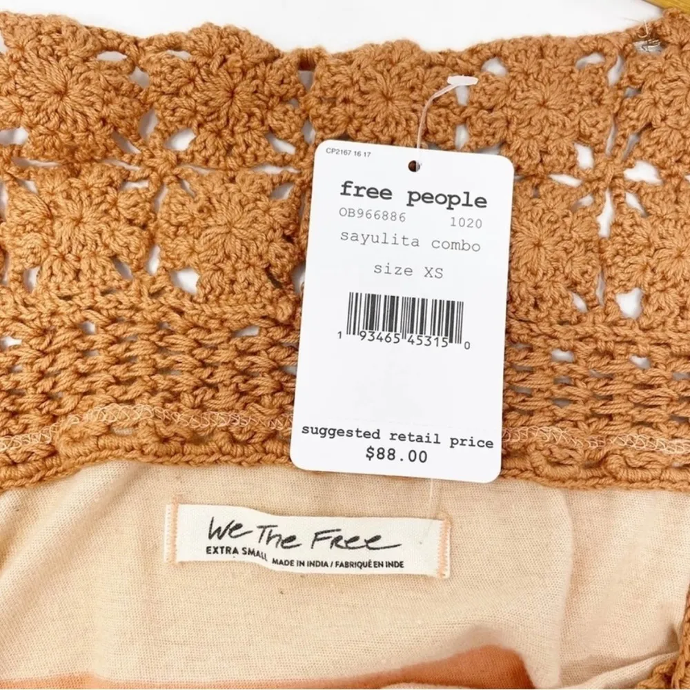 NEW Free People We The Free Striped Crochet Neck Sleeveless Luca Dress size XS - Image 11