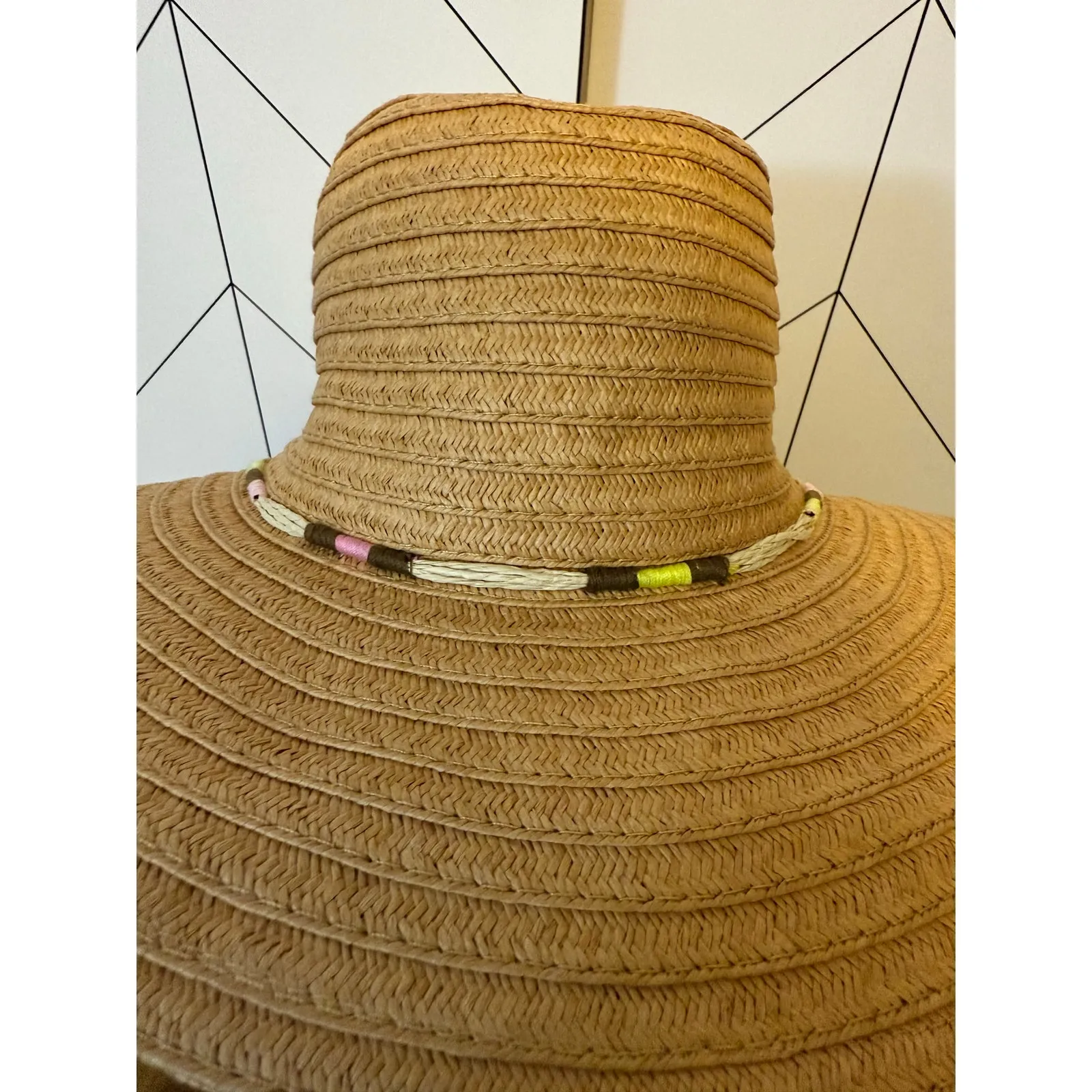 Universal Thread Paper Straw Hat Wide Brim Boho Resort Summer Vacation Bohemian - Image 4