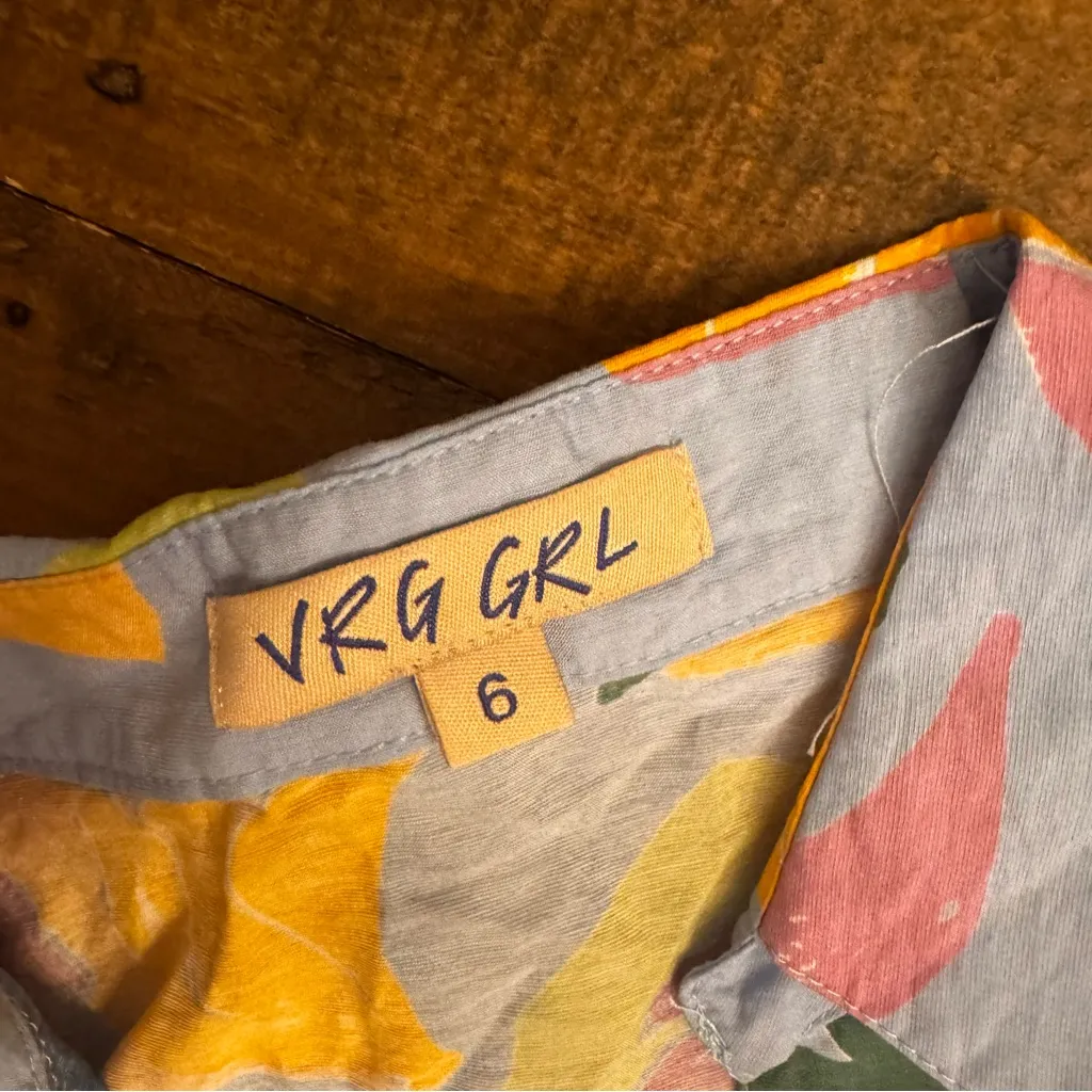 VRG GRL Fruit Pattern Short Sleeve Shirt Blue Size M - Image 6