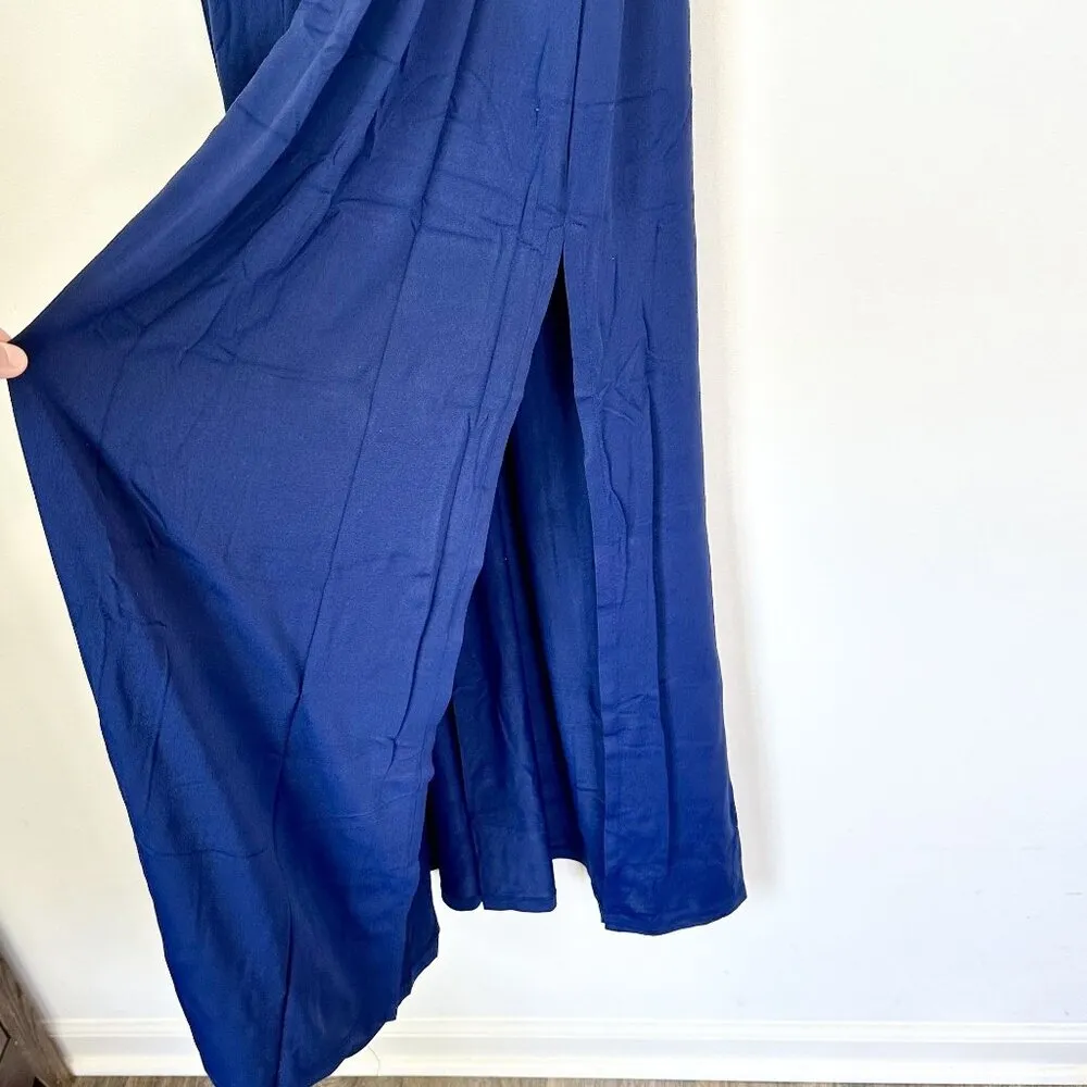 NWT Susana Monaco Tie Front Strapless Maxi Dress in Navy - Size: Medium - Image 6