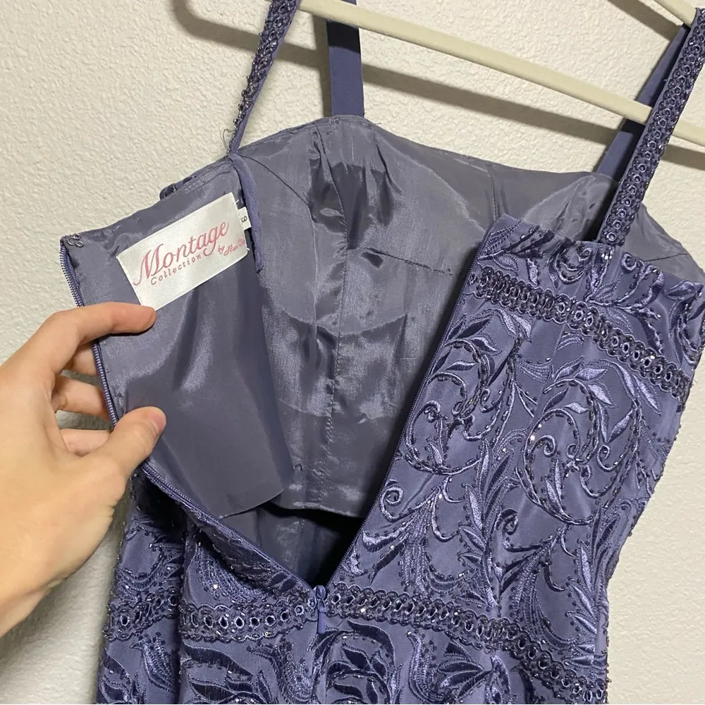 Montage Collection Vintage Purple Beaded Maxi Dress 6 - Image 7