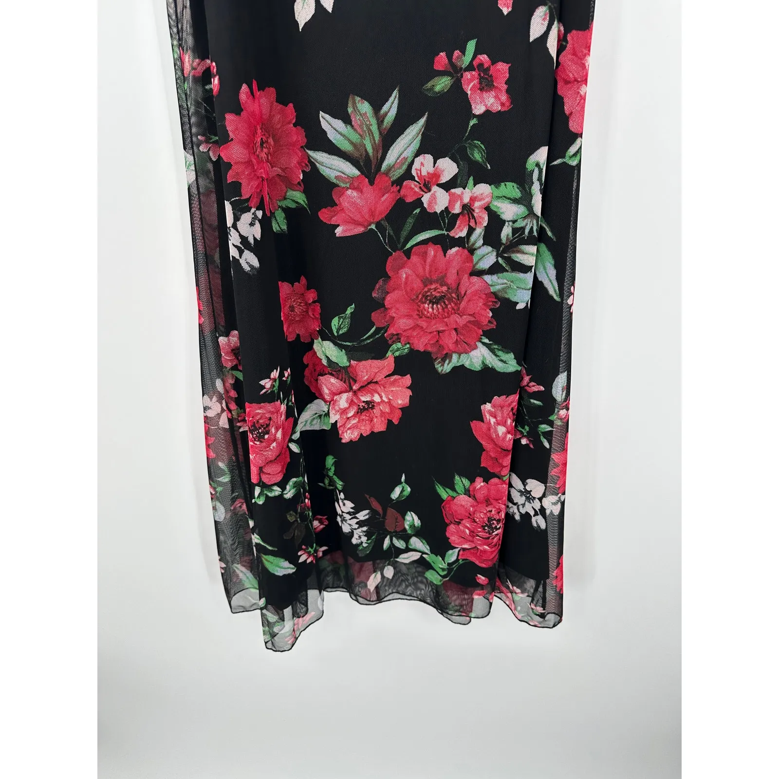 24 Seven Womens Black Floral Maxi Dress Lined Size L Dark Whimsigoth Fairy Y2K Size L - Image 3
