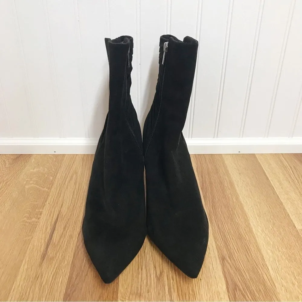 ZAC POSEN Black Ruched Suede Stiletto Midi‎ Boot Bootie Pointed Toe Size 11 Black - Image 3