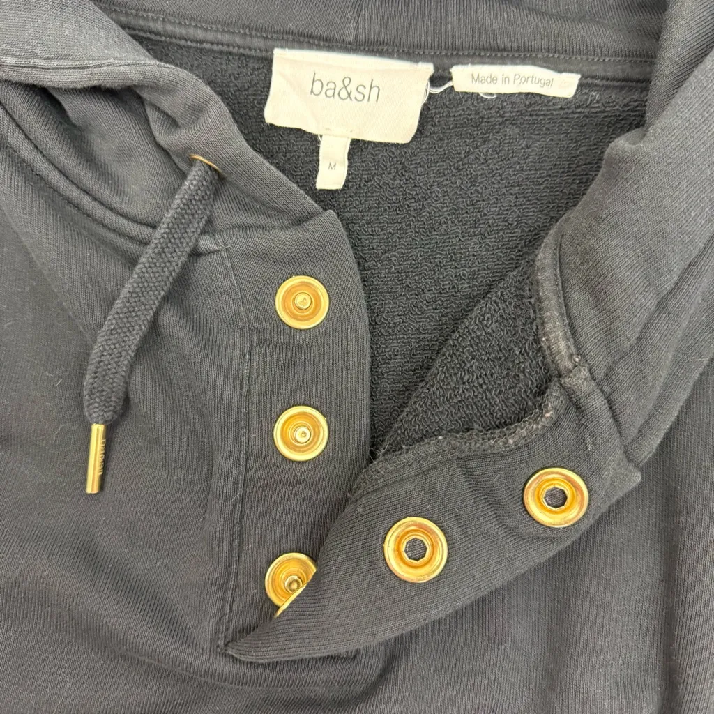 Ba&sh Vara Hoodie Sweatshirt Dress Black Noir - Image 9