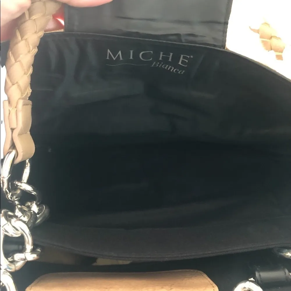 Miche Bianca Faux Leather Snake Print Demi Bag Braided Straps Base Bag & Shell Tan - Image 7