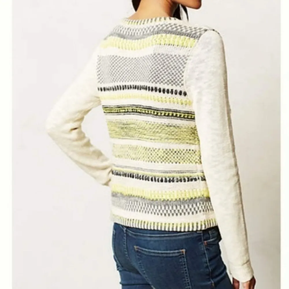 Anthropologie Moth Chaux Metallic Open Front Drape Cardigan Sweater Size Medium - Image 2