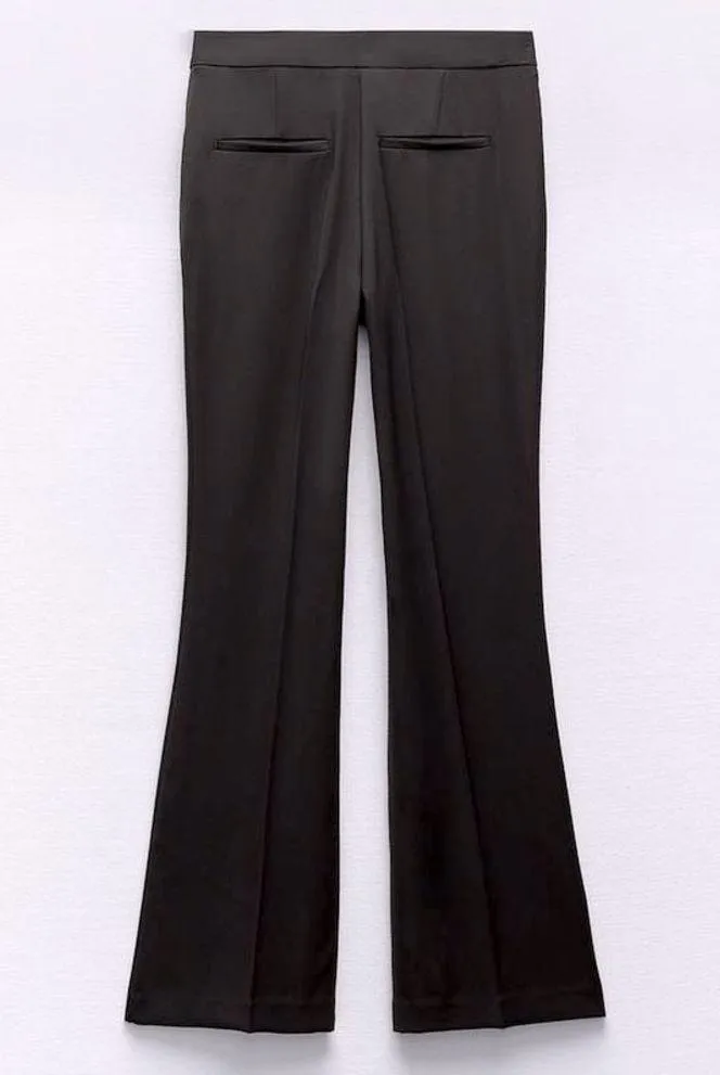 Zara FLARED HIGH-WAISTED Flare Leg PANTS Black Size S NEW - Image 5