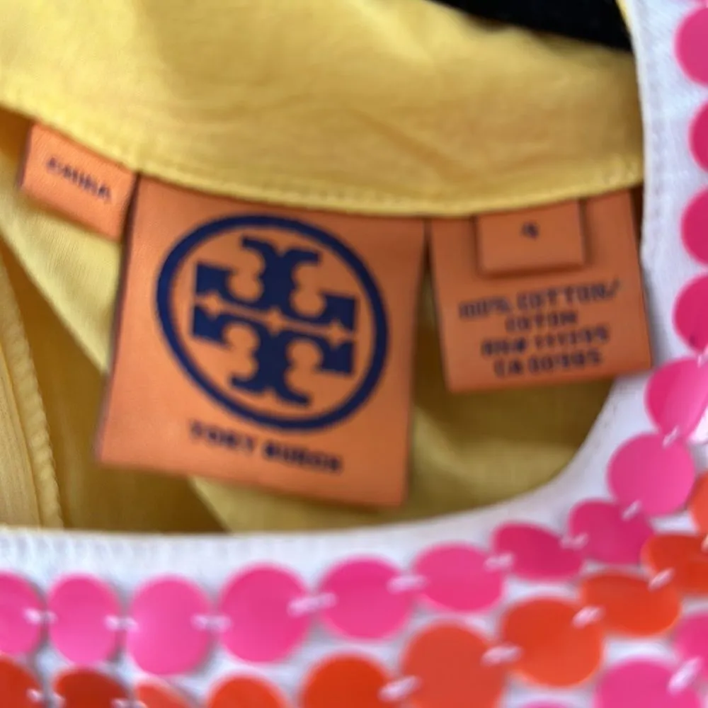 Tory Burch Women’s Yellow Tunic with Neck Sequins-like Design - Image 7