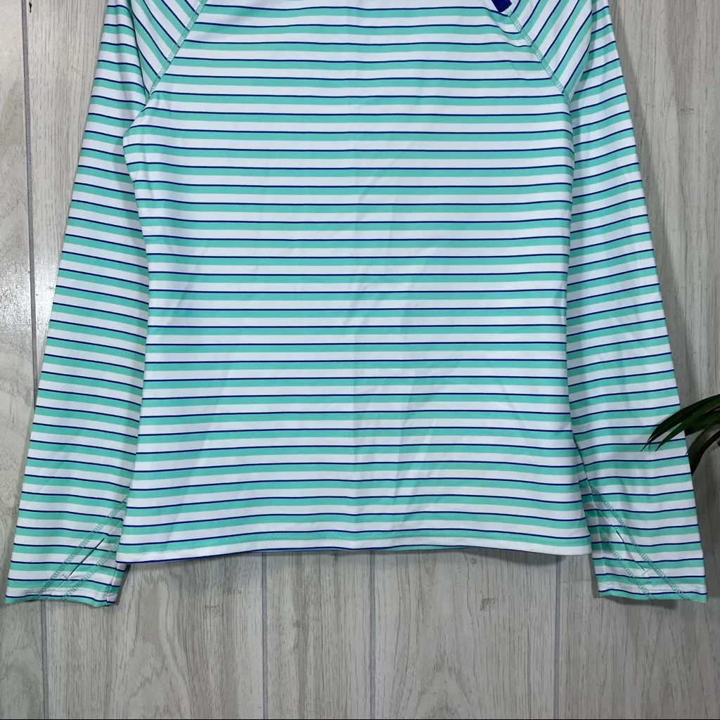 Cabana Life Striped Hidden Cove Zipper Rash Guard size S Small Green - Image 4
