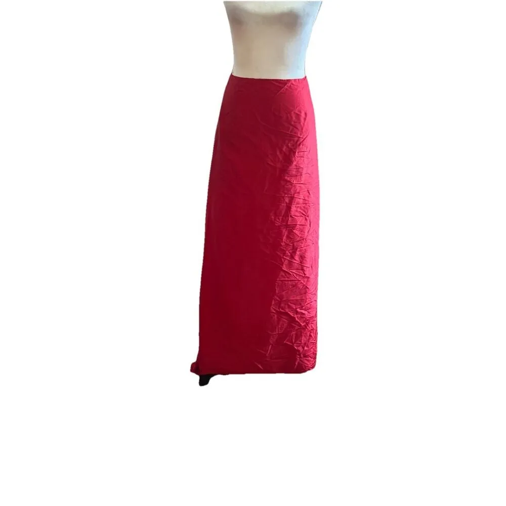 Worth 100% Silk Mermaid Skirt With Train Maxi Long Formal Prom Size S6 Red - Image 3