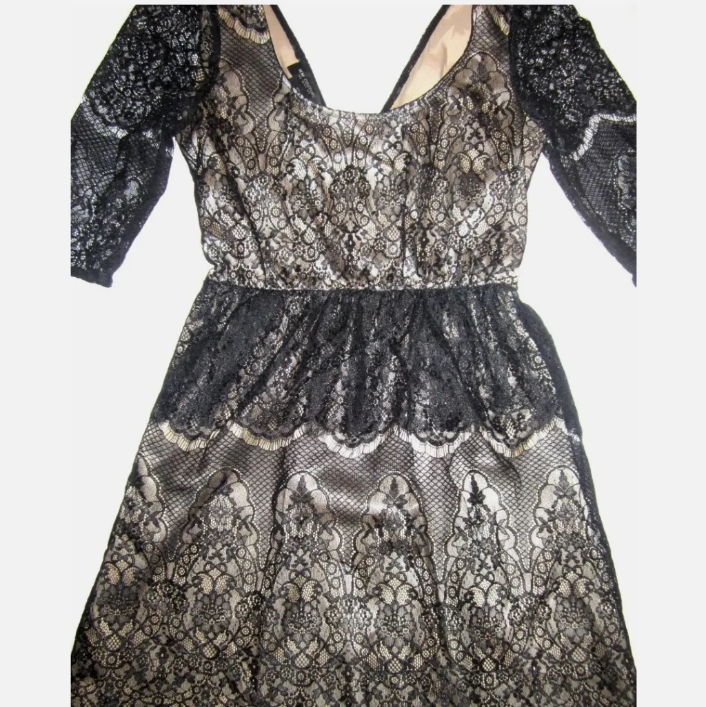 MISS ME MM XS‎ Couture Black Lace Nude DRESS Womens - Image 3