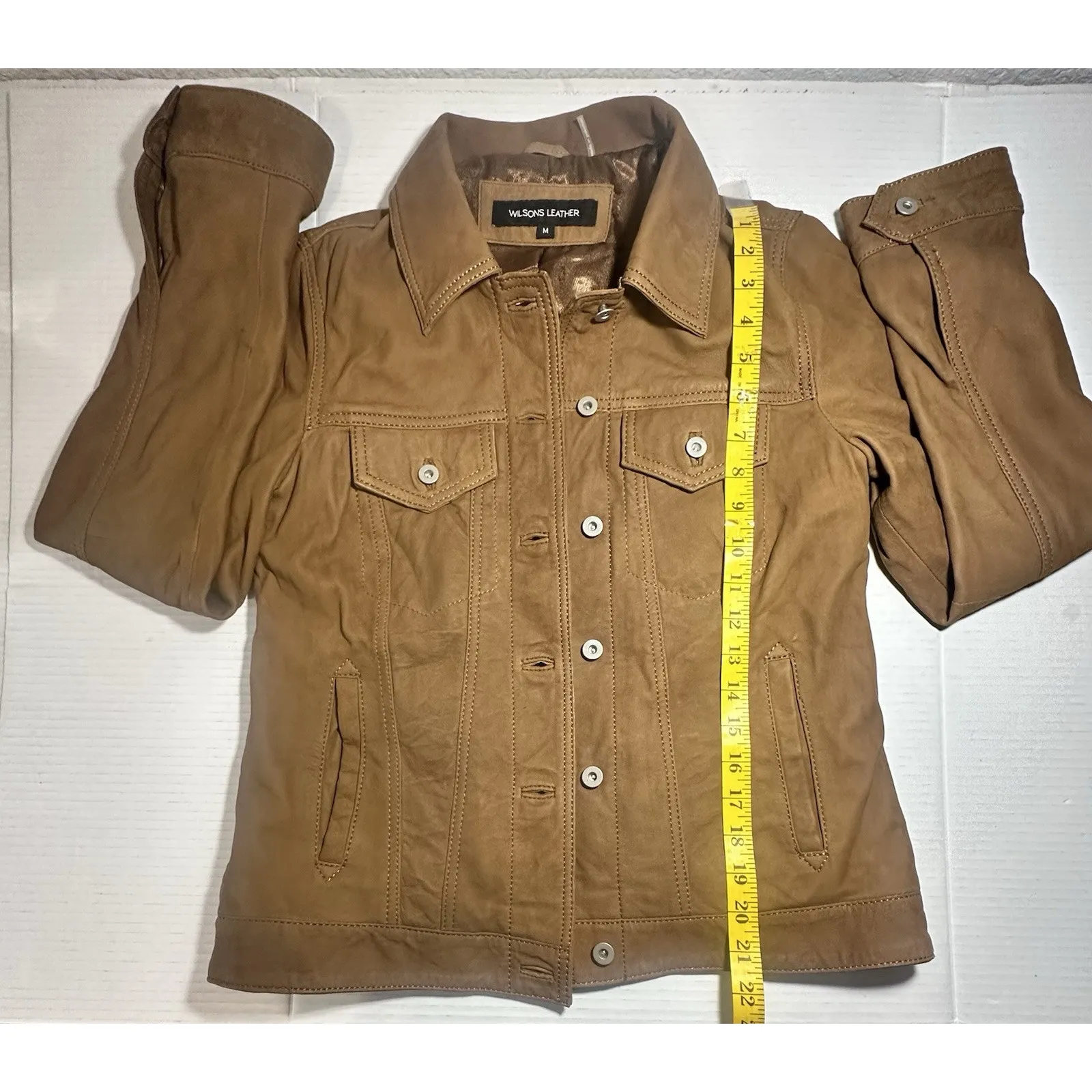 Wilsons Leather Chloe Trucker Jacket Womens Size Medium Retro 90s Biker Brown - Image 5