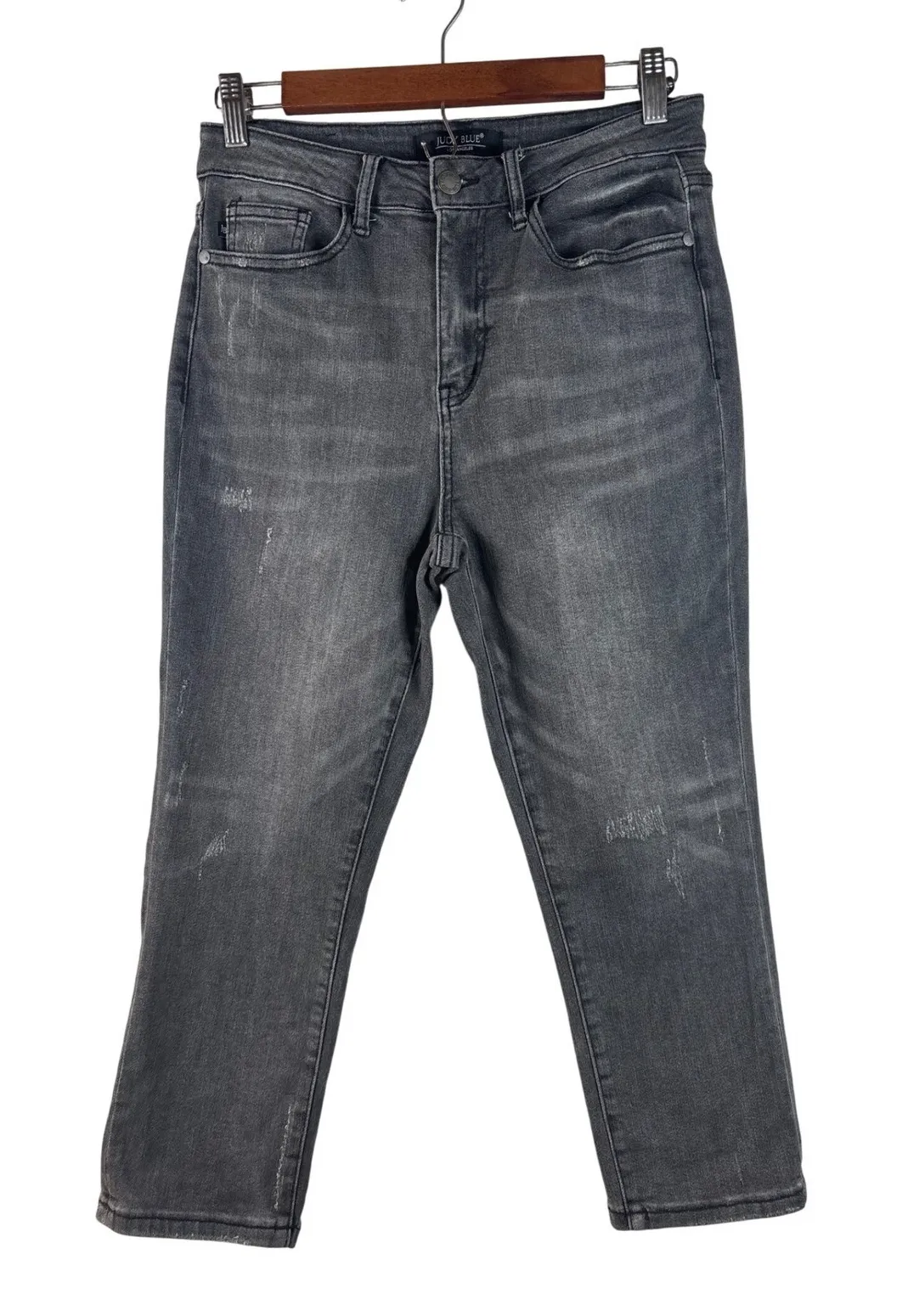 Judy Blue Womens Size 7/28 Gray Wash Distressed Skinny Fit Capri Jeans - Image 1