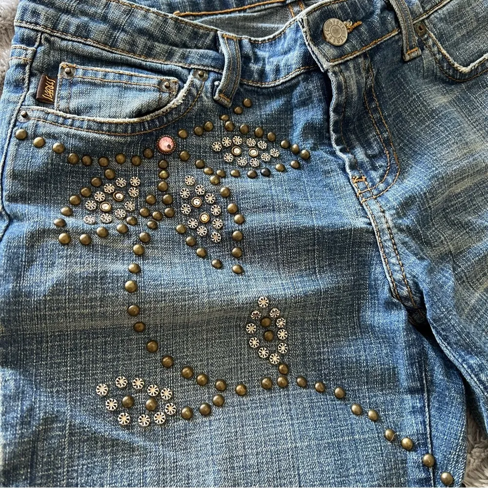 Women’s Y2K Vintage Streets Ahead Embellished Stud Jeans sz 27 Made in USA Rare Blue - Image 3