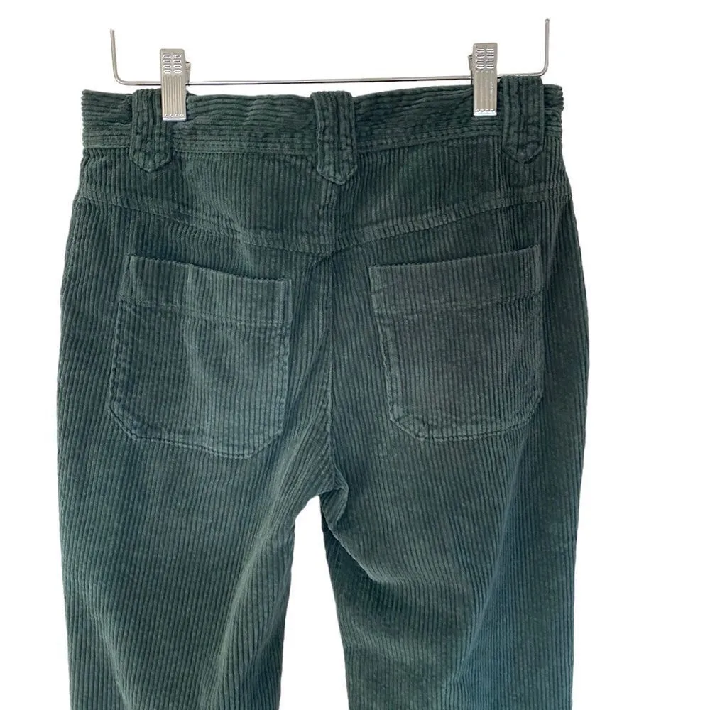 Free people green corduroy pants flare pockets size 0 - Image 5