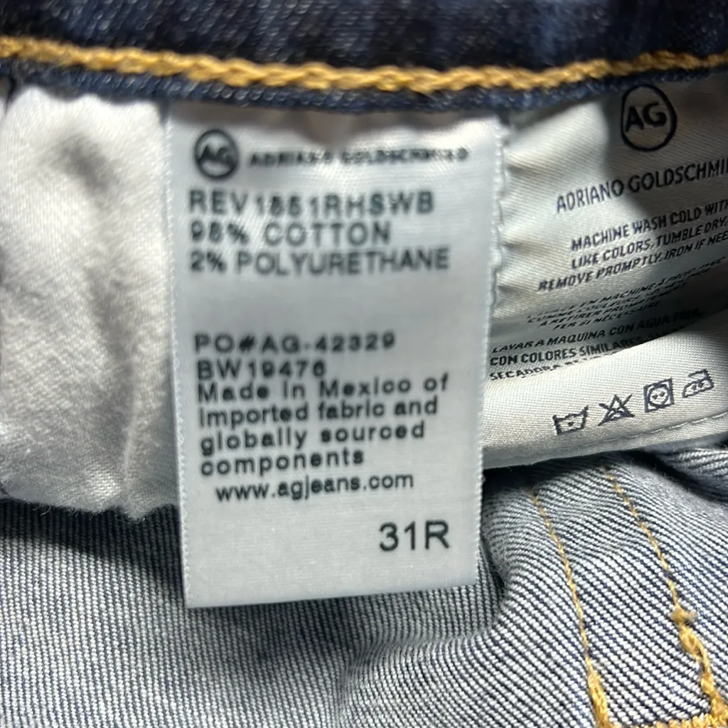 Ag The High Rise Stevie Cuff Slim Straight Jeans Size 31 - Image 12