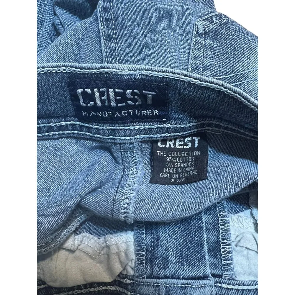 Crest Manufacturer Jeans Capri Silver Tone Hardware White Starburst Sz 7/8 Blue - Image 4