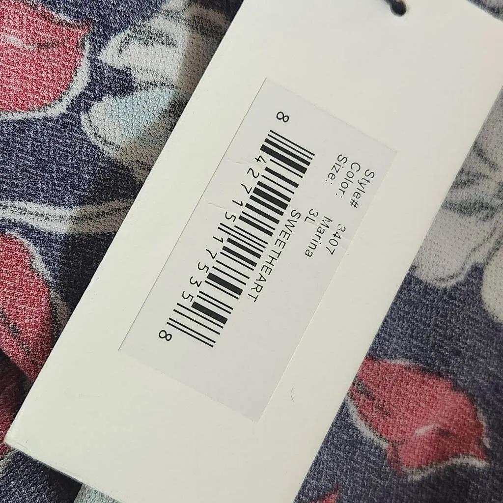 Leota Navy Red Floral Dress NWT 3X Navy Faux Wrap Dress Wedding Guest - Image 7