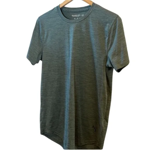 Abercrombie & Fitch Soft A&F Collection Heathered‎ Green Short Sleeve Long Top - Image 3