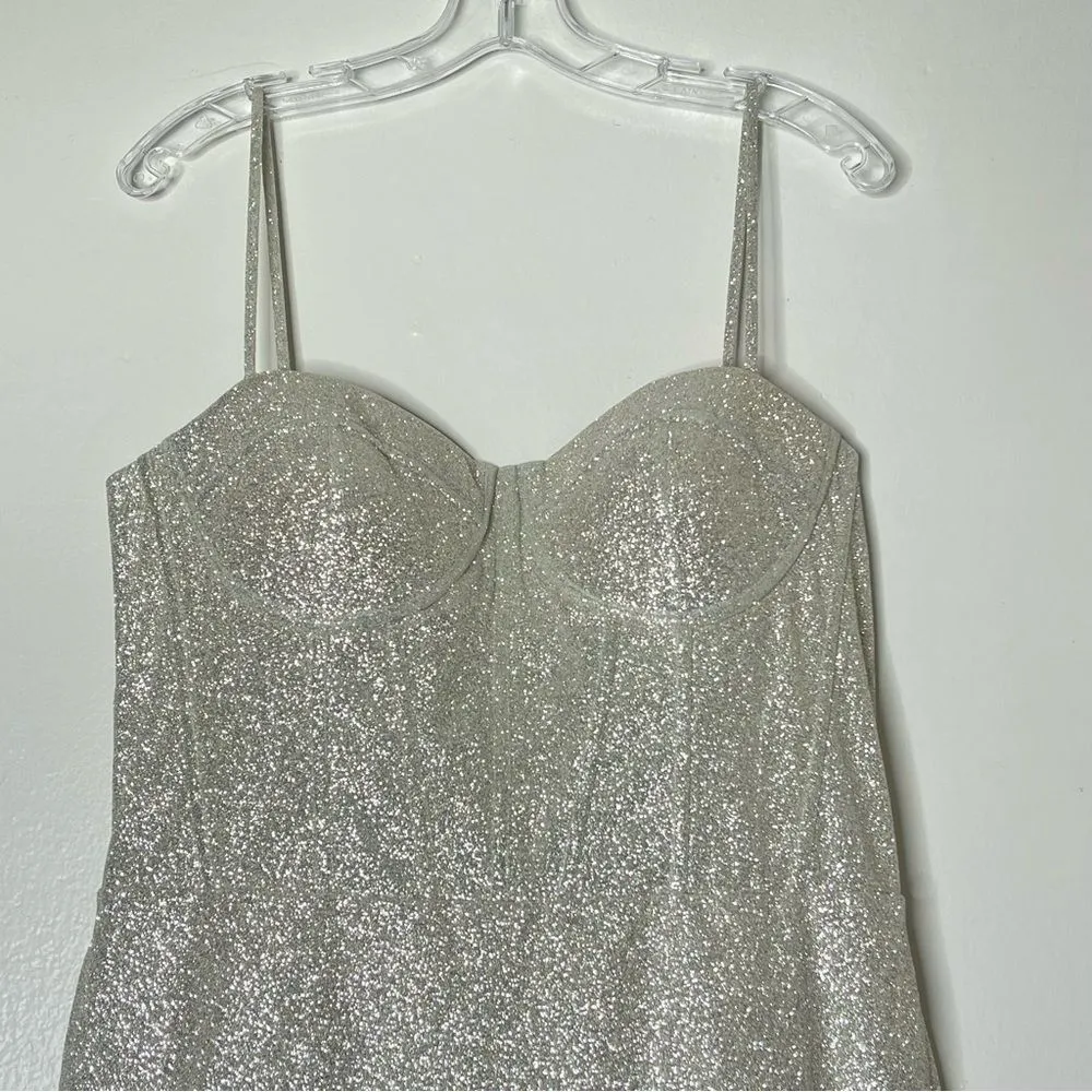 Abella by Allure Karina Size 16 Formal Wedding Reception Bridal Mermaid Gown Silver - Image 5