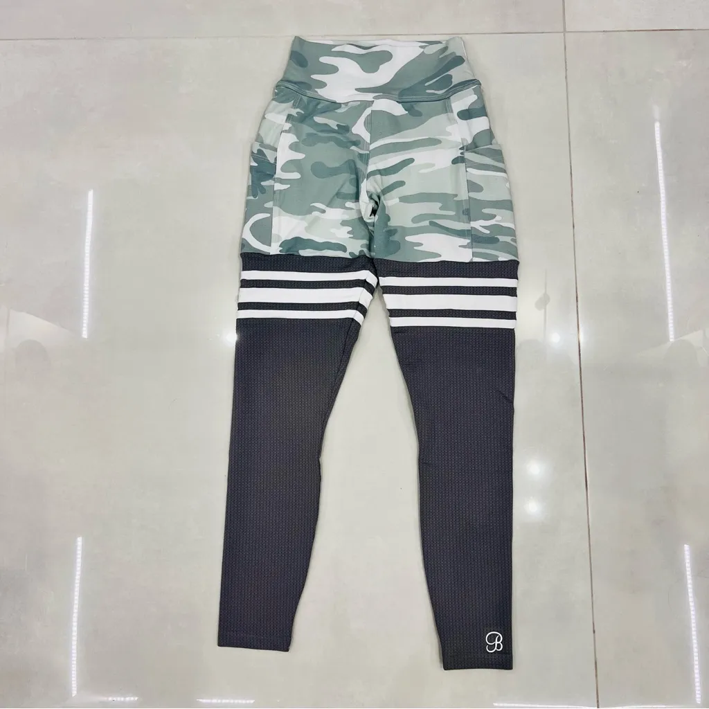Bombshell Sportswear Pocket Thigh-High Leggings in Gray/Green Camo - Image 4