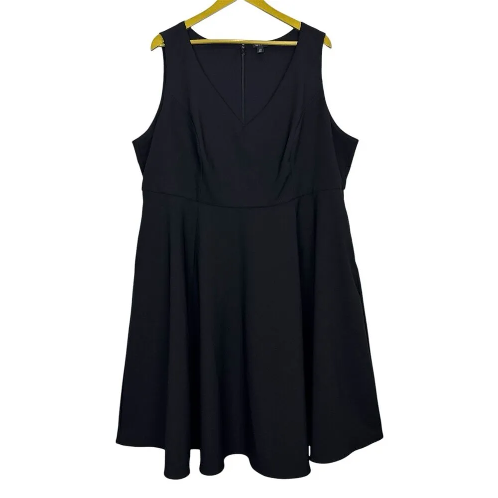 Torrid At The Knee Studio Refined Crepe Skater A-Line Dress Size 22 Black Pocket - Image 2