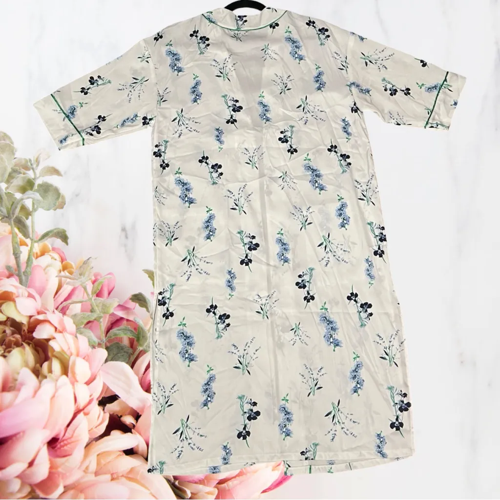 Vigoss Floral Kimono Duster White & Blue Sz S NWT - Image 10