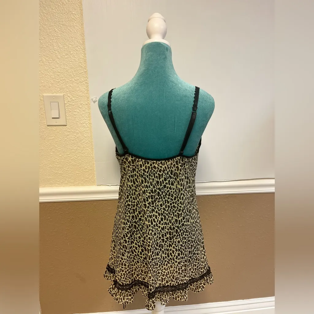 RAMPAGE‎ Intimates Vintage Mesh Leopard Print Slip Dress Built-In Bra (C/D Cup) - Image 2
