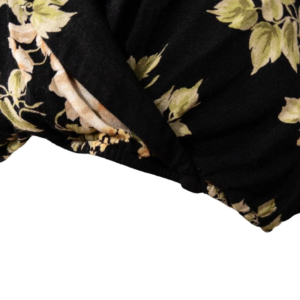 Reformation NEW Florian Short Sleeve Faux Wrap Crop Top Arielle Black Cream 12 - Image 6