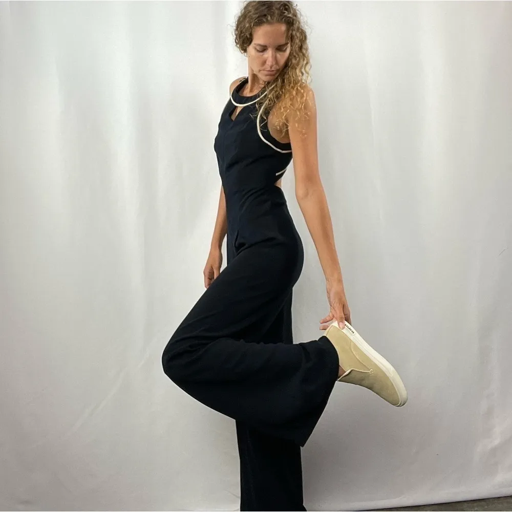 Anthropologie Cartonnier Wide Leg Criss Cross Back‎ Jumpsuit in Navy Size 2 - Image 5