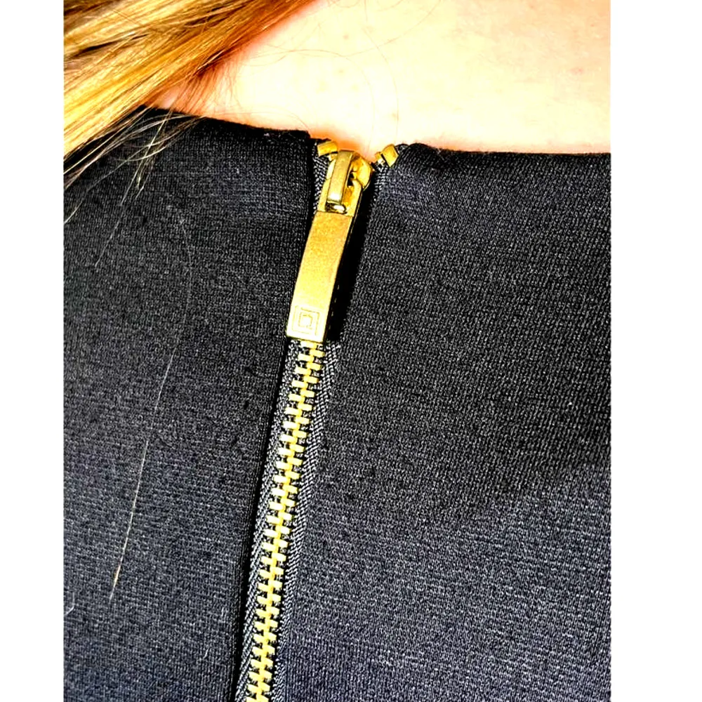 Liz Claiborne DRESS Black Sequin Top Back Zip 3/4 Sleeve Women's Size 6 Pockets - Image 9