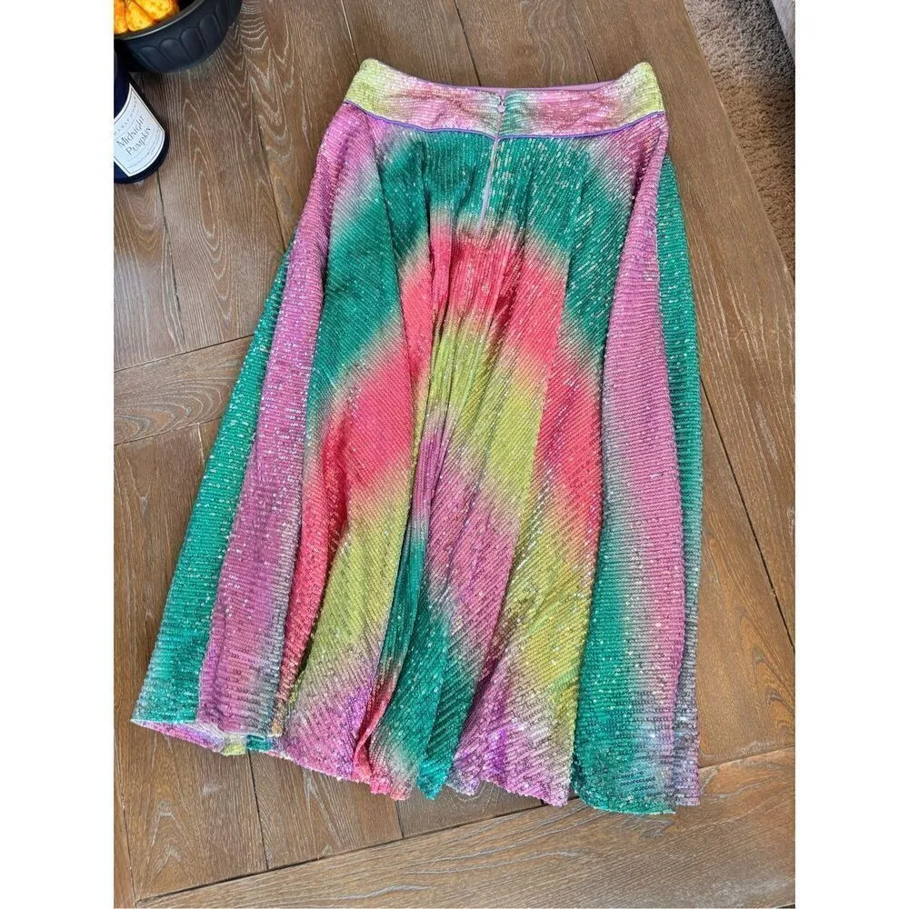 NWT CELIA B Almandine Midi Skirt in Sequins Size Large Pink - Image 8