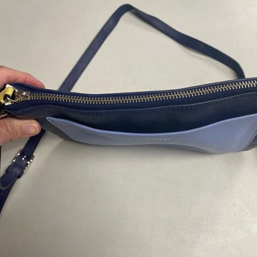 COACH Women’s Color Block Vachetta Leather Crossbody Handbag Size‎ 7X10 Blue - Image 9