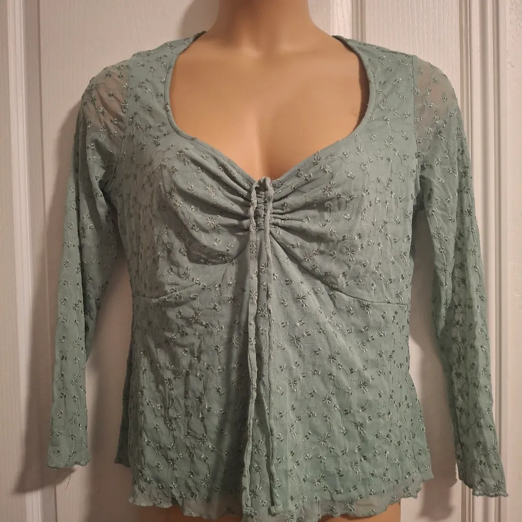Torrid Sz 00 Green Floral Long Sleeve Top - Image 2