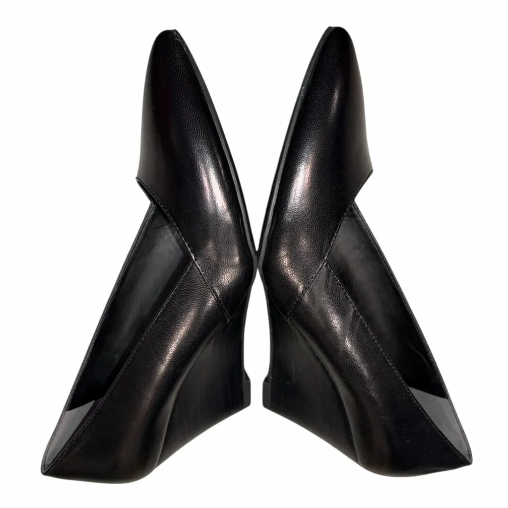 Franco Sarto Black Leather Frankie Wedge Pump Shoes size 6 - Image 8