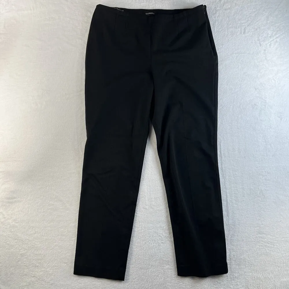 Talbots Size 12 Refined Bi-Stretch Tailored Straight Leg Pants Black Sliming - Image 2