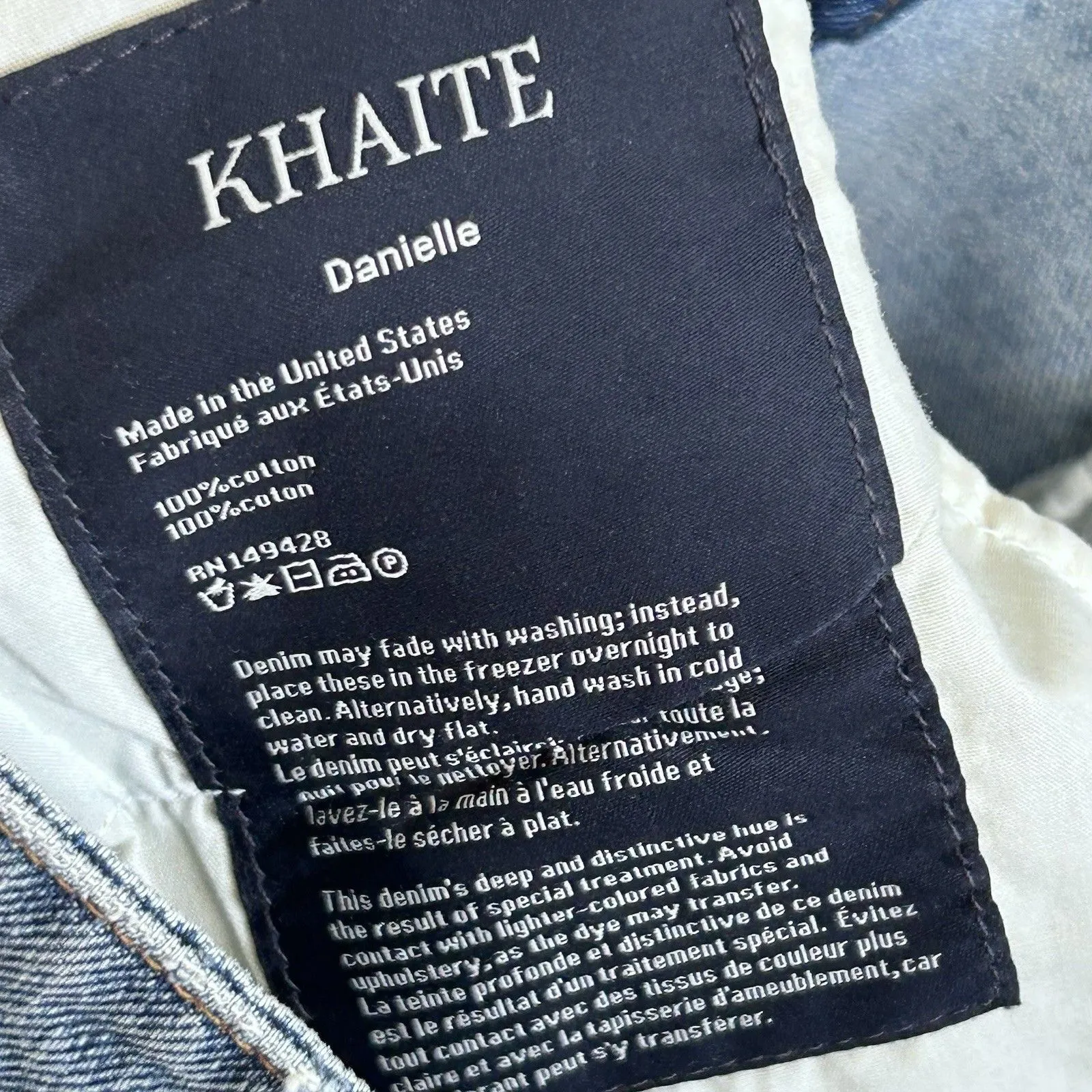Khaite Danielle Jeans Women's 31 Straight Leg Denim Medium Wash Blue High Rise - Image 11
