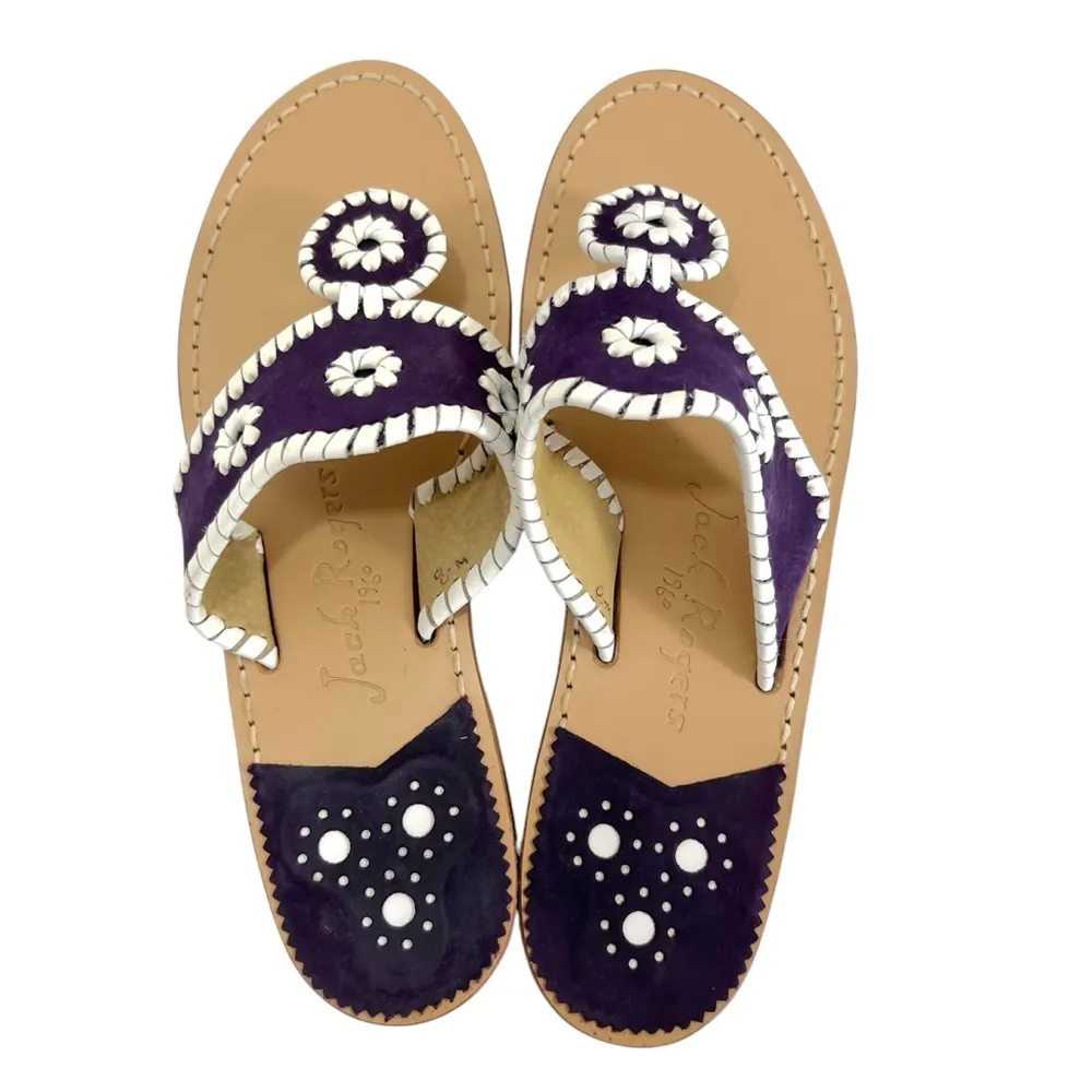 JACK ROGERS NAVAJO SANDALS In PLUM PURPLE & WHITE - Image 9