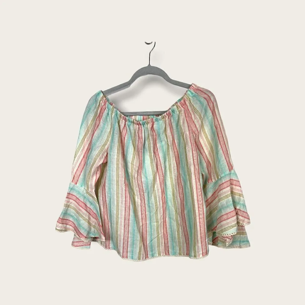 Solitaire‎ striped flare sleeve top NWT - Image 2