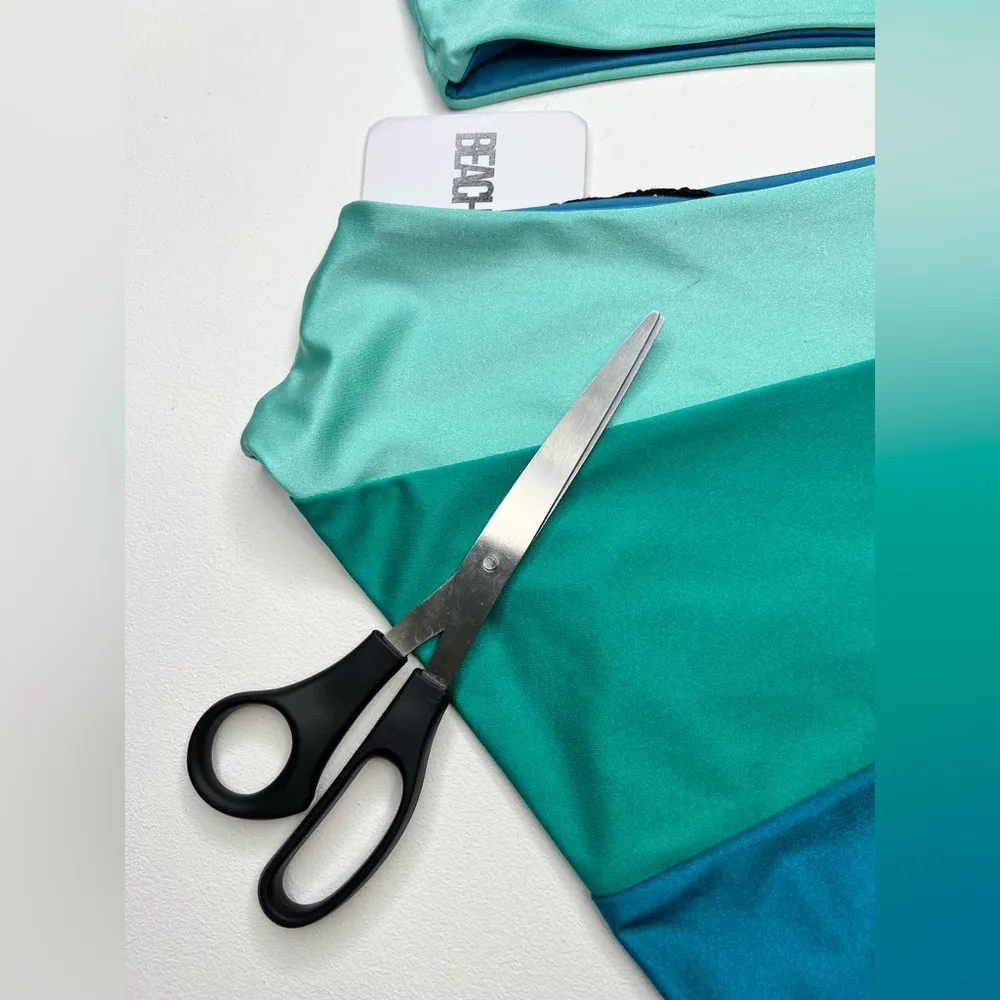 🆕 NWT Beach Riot Joyce Swim Suit One Piece One Shoulder Cut Out Blue Green XL - Image 16