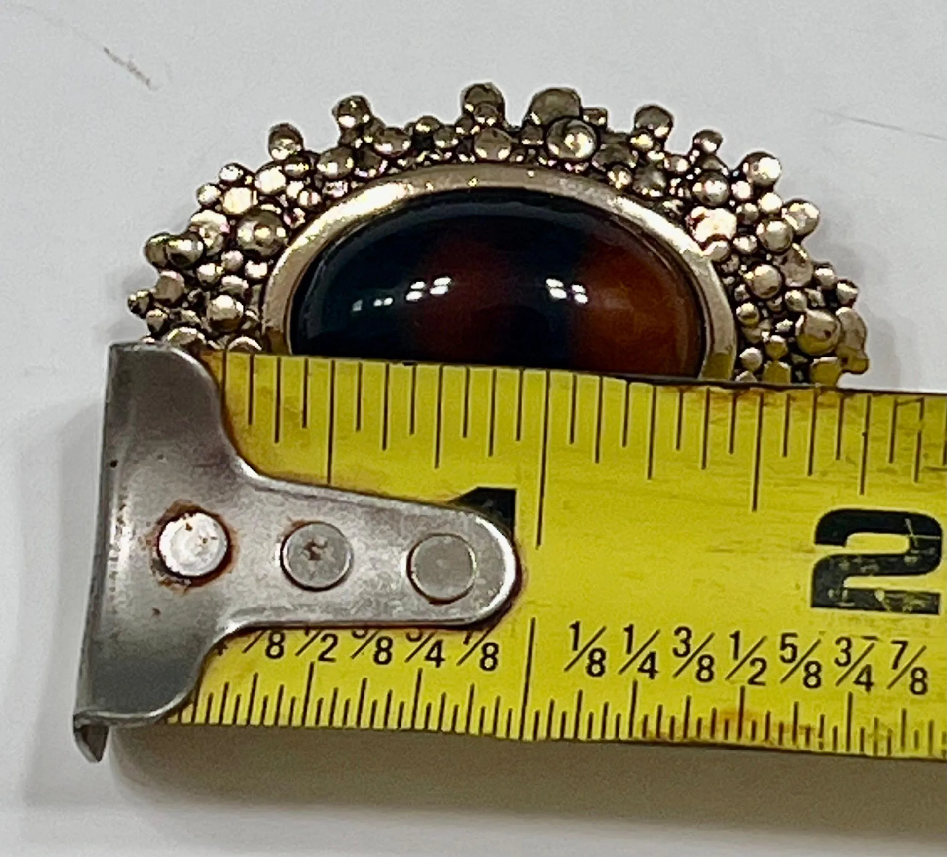 Vintage COVENTRY CANADA Tortoise Shell Glass Cabochon Victorian Brooch Pin Brown - Image 5