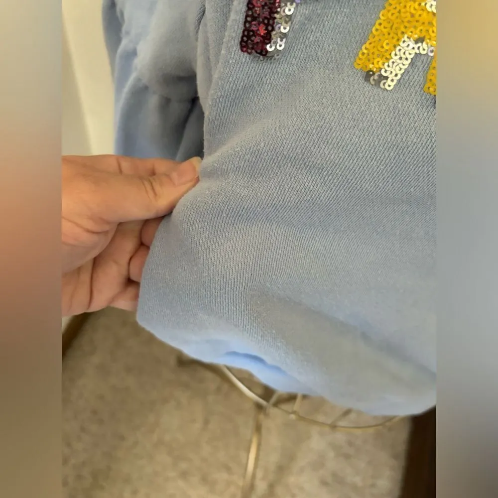 Aerie blue sequin PARTY sweatshirt M - Image 7