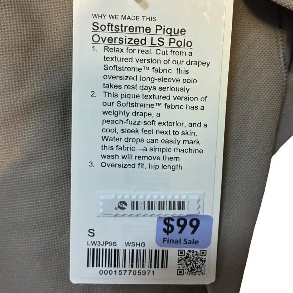 Lululemon Softstreme Pique Oversized Long-Sleeve Polo  Warm Ash Grey Size 6 - Image 4