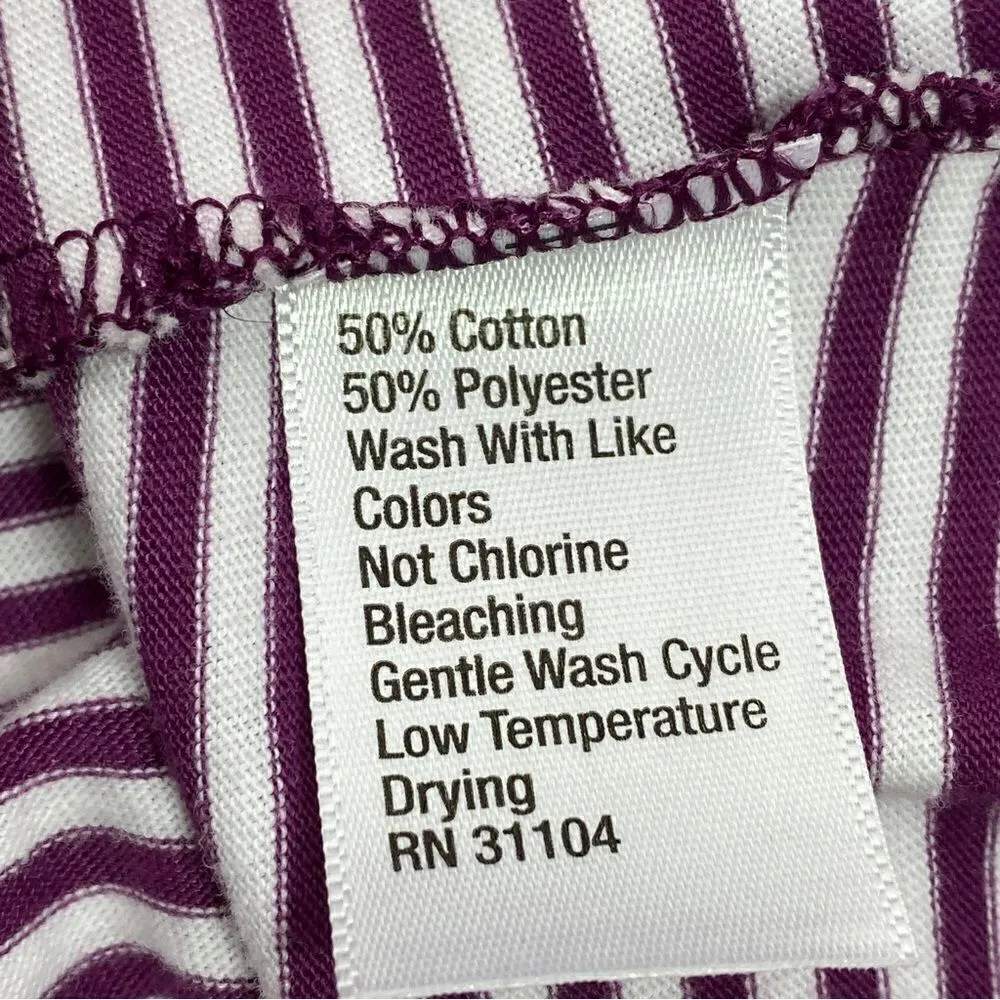 Zelos  Striped Keyhole Back Long Sleeve Shirt Purple White Medium Tee - Image 8