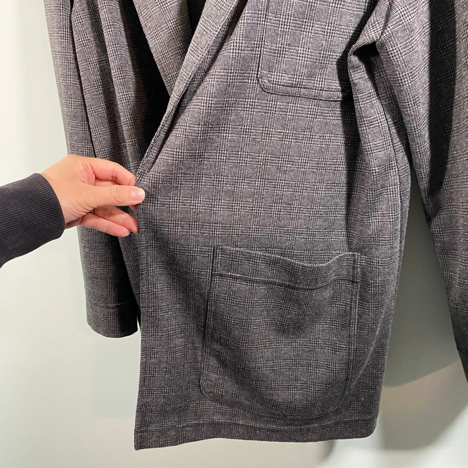 Madewell Women Grey Gravel Glen Plaid Oversized Open Front Knit Blazer Size XXL - Image 5