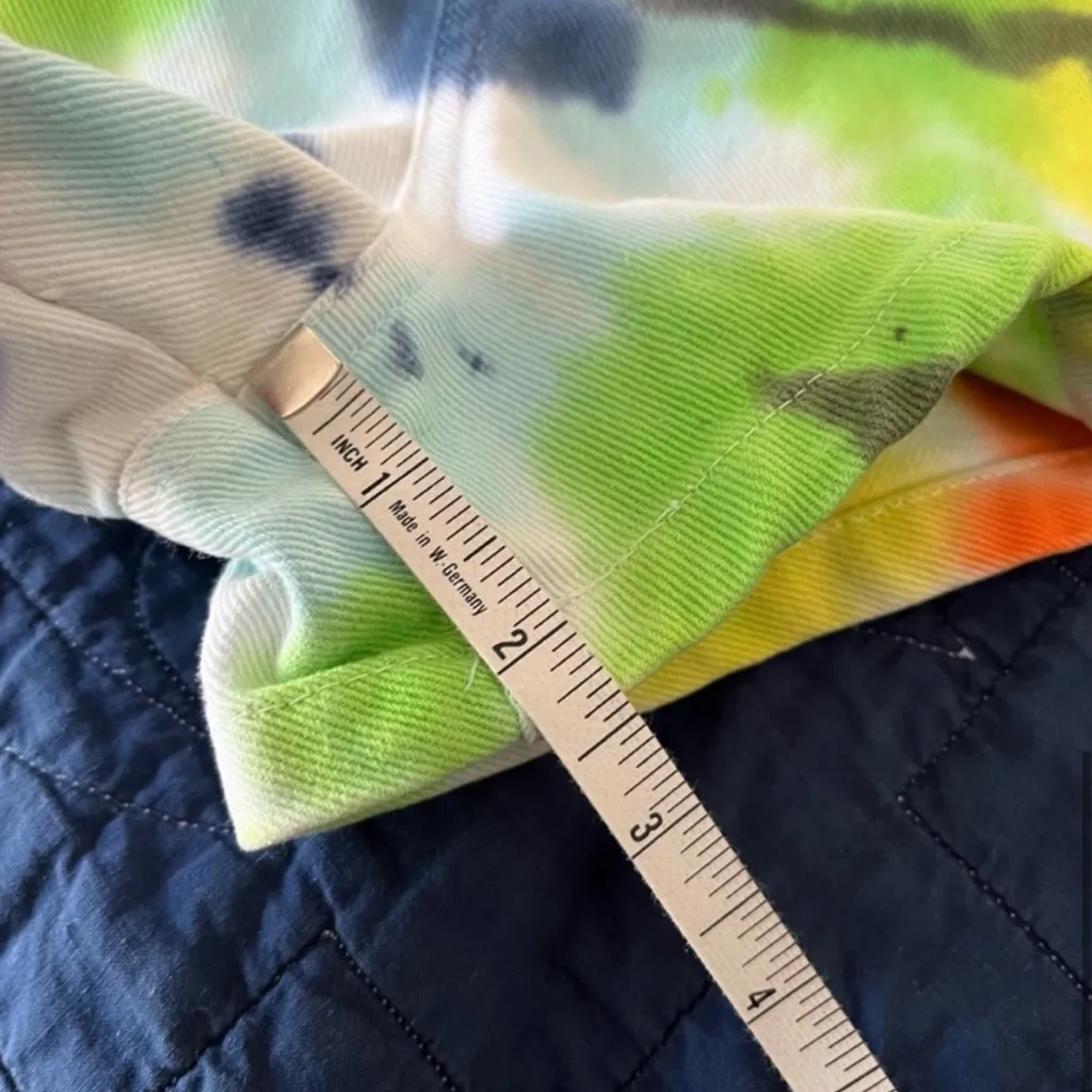 Genetic Genes Tie Dye Jean Shorts High Waisted Size XS Green - Image 8