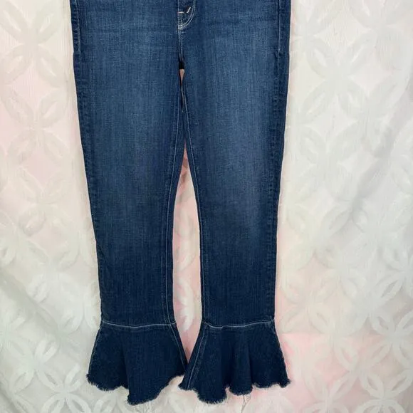 MOTHER‎ The Cha Cha Raw Cut Flared Ankle Jeans Size 26 in Girl Crush Blue - Image 8