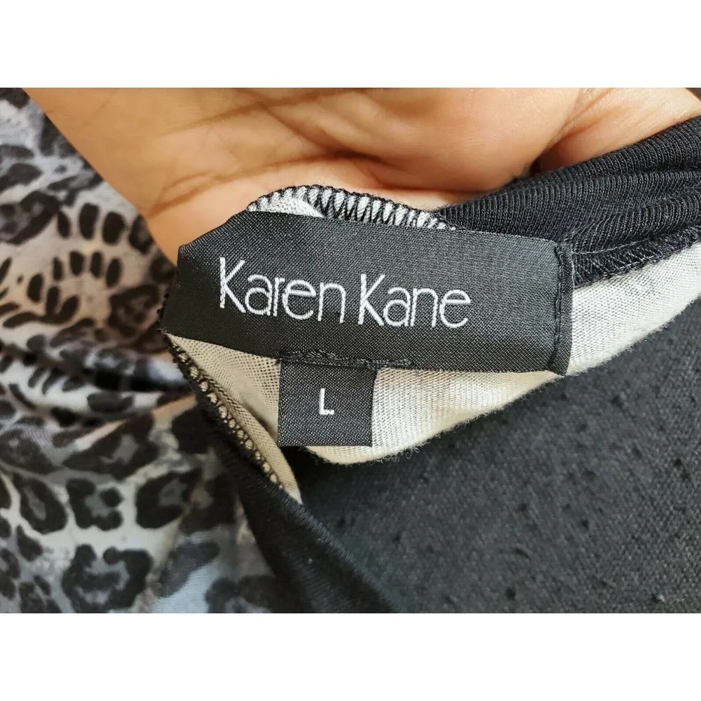 Karen Kane Women's Black/White Rayon Dress L - Image 9