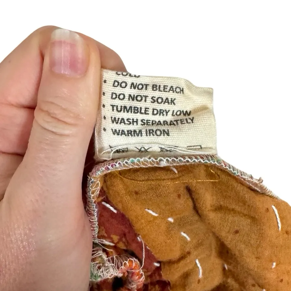 Kantha Floral Patchwork Babydoll Midi Dress by Nania Handmade Boho Red Size undefined - Image 6